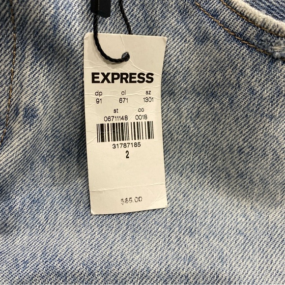 Express Ladies High Waisted Light Wash Ripped Straight Ankle Jeans NWT - Picture 5 of 7